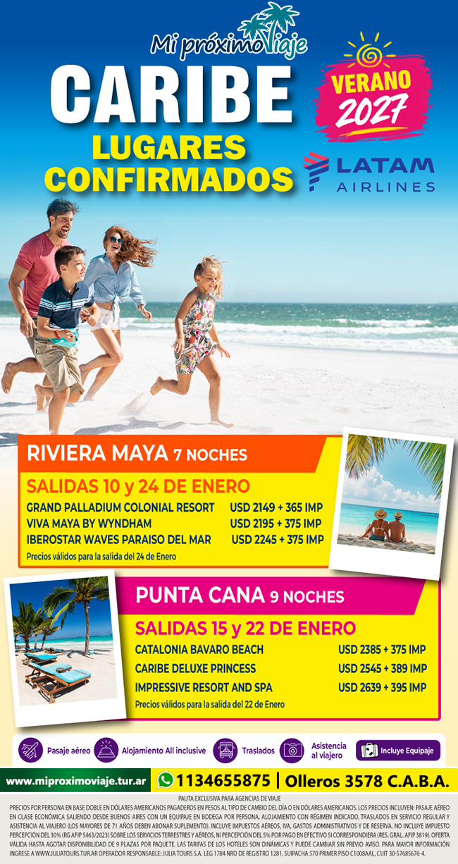 CARIBE con LATAM - VERANO 2027 - LUGARES CONFIRMADOS !